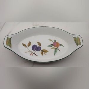 Royal Worcester England Evesham Vale Porcelain Oval Platter w/ Fruit Design